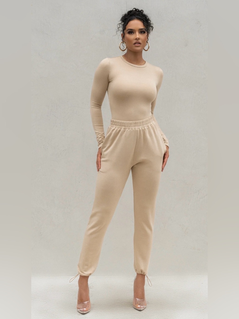 JLUXLABEL Women's Cream Elastic-Waist Joggers